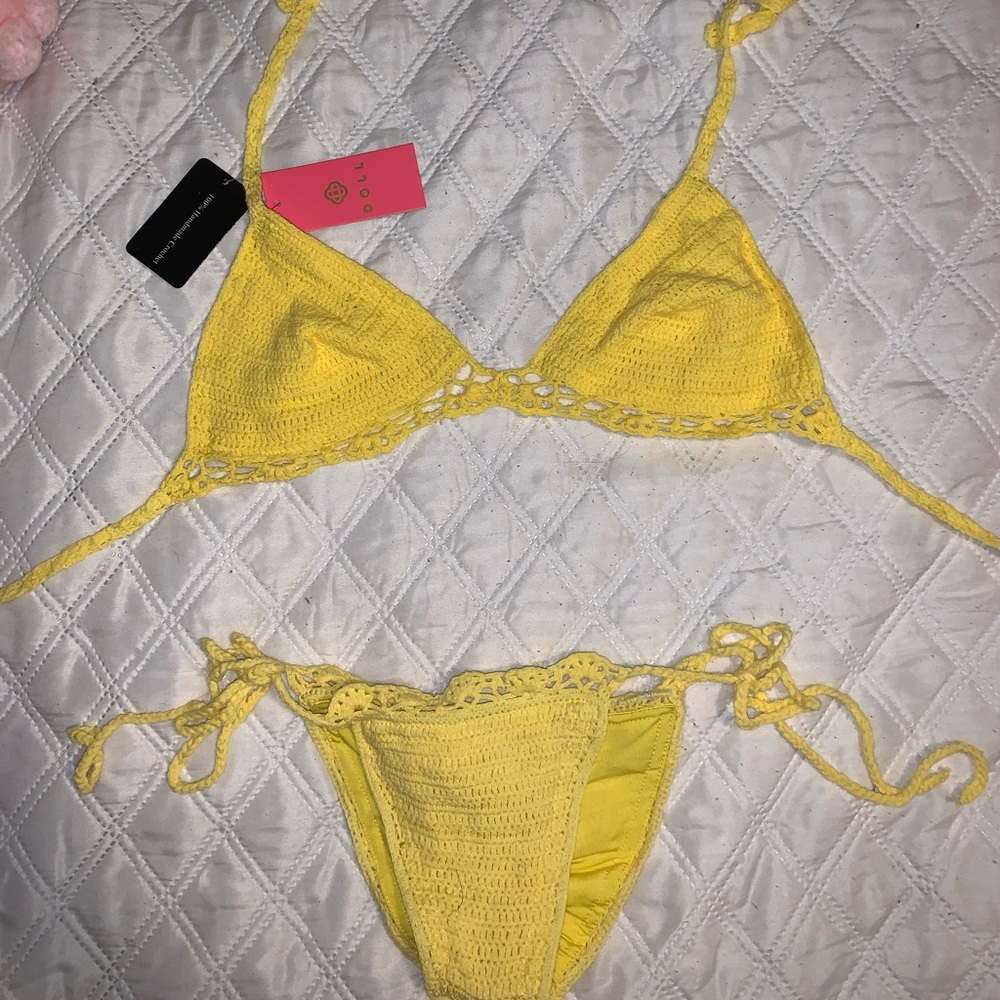 Yellow crochet bikini by doll swimwear